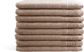 DoubleLife Washandjes 16x21 cm - Set van 8 - 100% Katoen, waarvan 50% Gerecyclede Katoen - GRS Gecertificeerd - Warm Sand