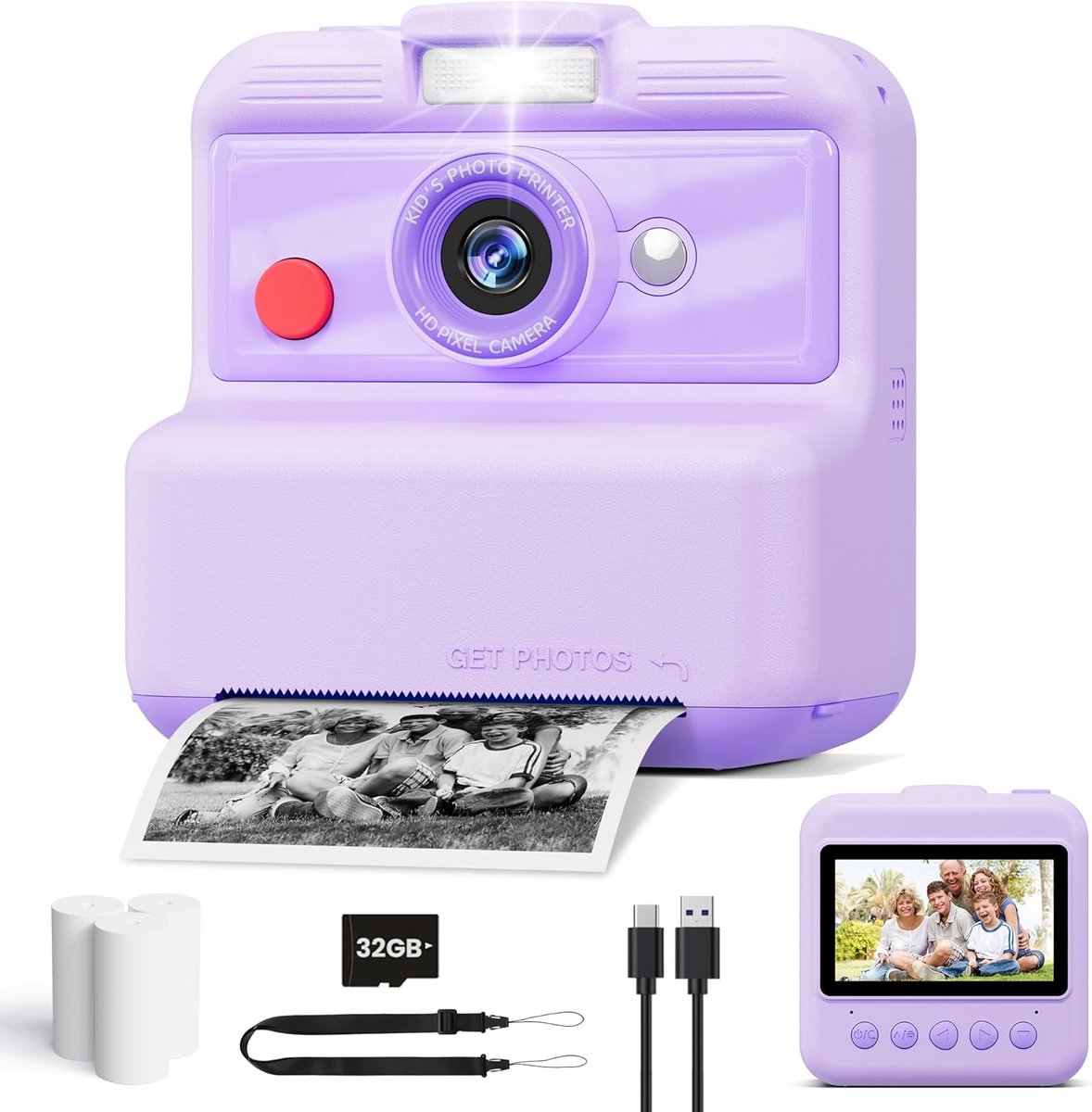 Kindercamera met Directprinten en 2.5K UHD Foto's - Digitaal Camera Speelgoed