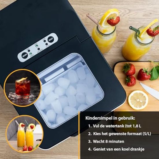 IJsblokjesmachine - Snel en efficiënt 9 blokjes in 7-9 minuten - 12 kg per 24 uur - 1,8 L watertank - LED Bedienpaneel — afbeelding 3