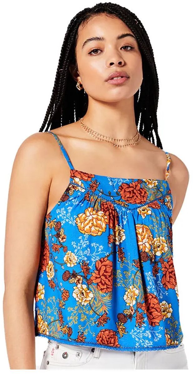 Superdry Vintage Embellished Mouwloze Blouse M Vrouw Blauw