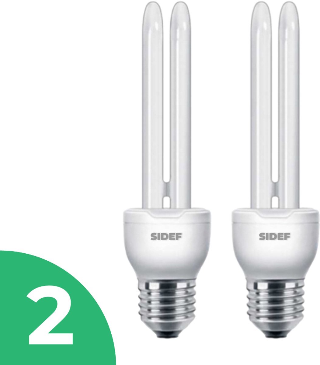 Sidef Stick Spaarlamp E27 - 20W - Warm Wit Licht (2700K) - 1300 lm - 10 jaar - Niet Dimbaar - 2 stuks - Bespaar op energiekosten