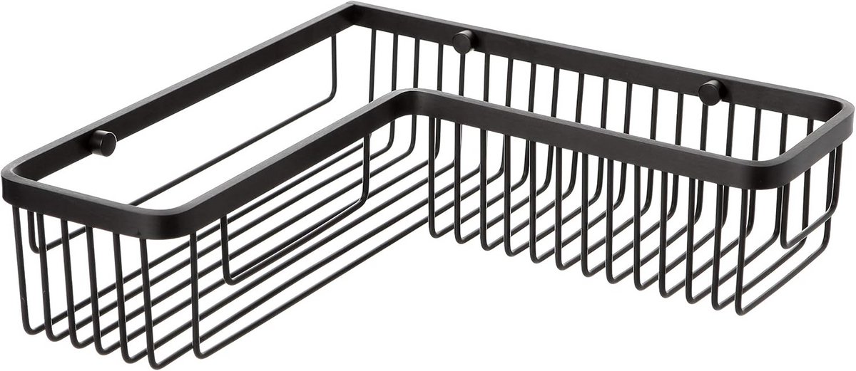 Rechthoekige hoekopbergmand aluminium zwart