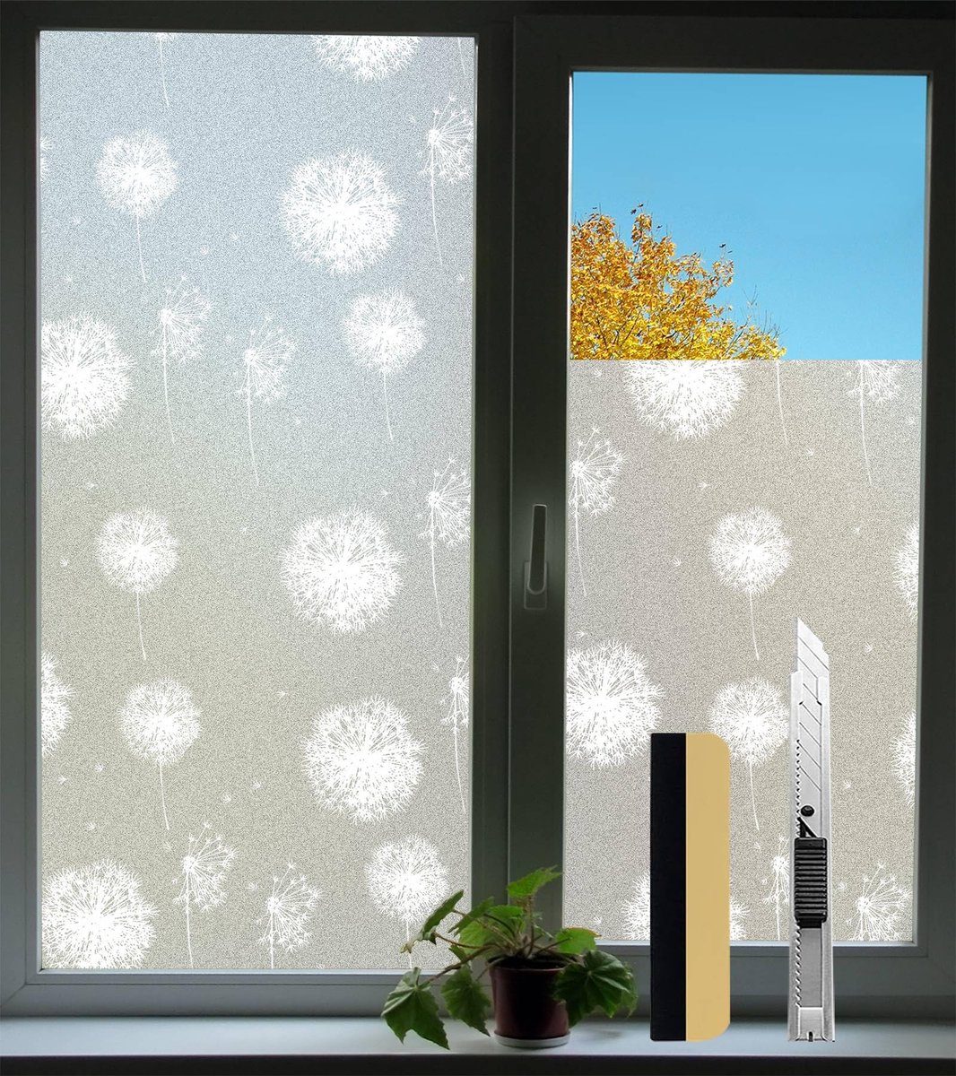 Imperatoris Zelfklevende Raamfolie – Matglas Raamfolie / Inkijkwerende Privacyfolie – Voor Ramen en Glazen Deuren – Screenprotector – Eenvoudig Aan te Brengen – 30x200cm Dandelion