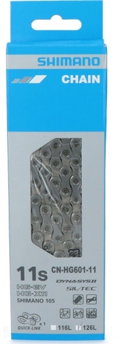 Ketting 11 speed Shimano HG601 105 Race/MTB/E-bike met quick link - 126 schakels — afbeelding 3