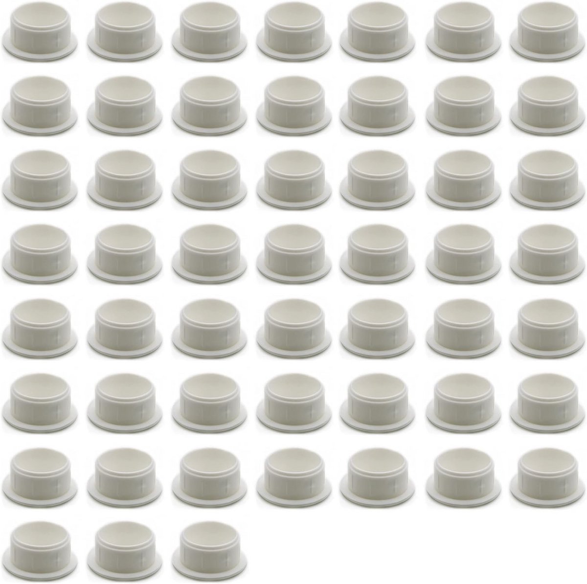 52 stuks witte afdekstoppen 12x3 mm, boorgat Ø 3 mm, polyethyleen buisafdekking