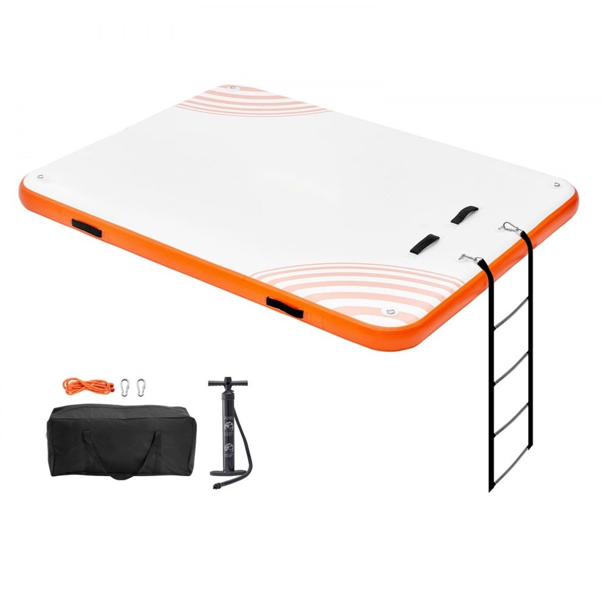Opblaasbaar drijvend dok - Drijvend platform - Afmeting 3,04 x 2,43 m - Antislip oppervlak - Inclusief draagtas - Afneembare ladder - Eilandvlot voor zwembad en strand