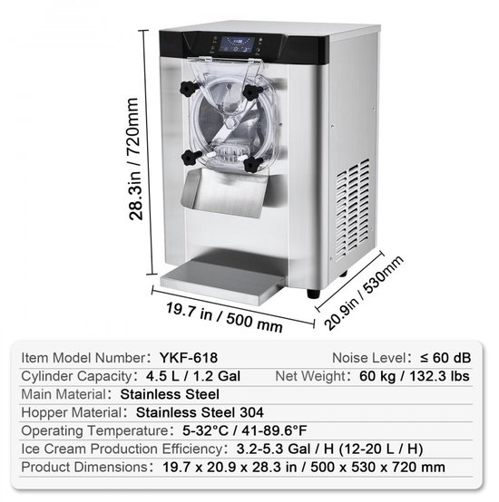 Commerciële IJsmachine - Hardijsmachine - Capaciteit 12 l/uur - Enkele Smaak van Merkloos — afbeelding 3