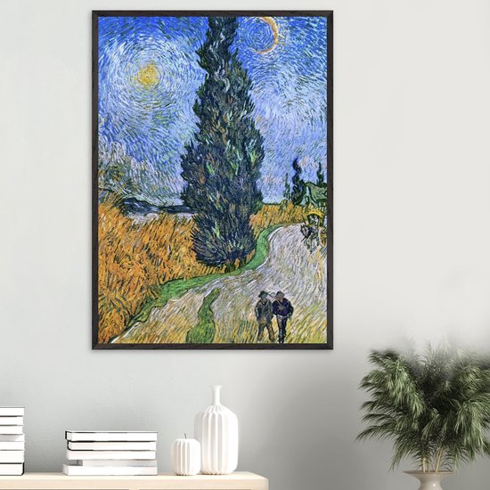 Affiche Vincent van Gogh - Route de campagne en Provence la nuit 50x70 cm
