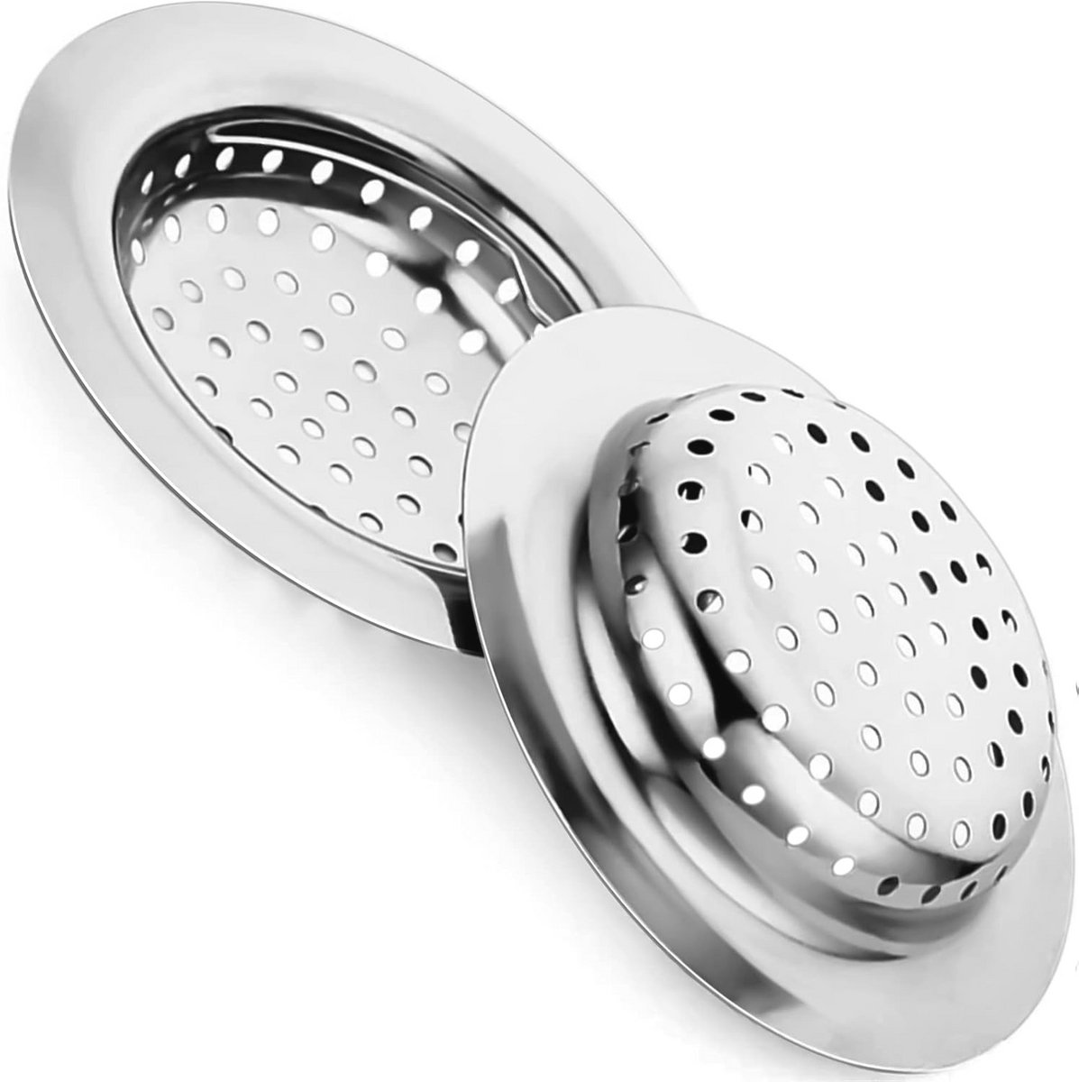 Afvoerzeef 11 cm voor keuken en badkamer - Roestvrijstalen afvoerfilter - 2 stuks