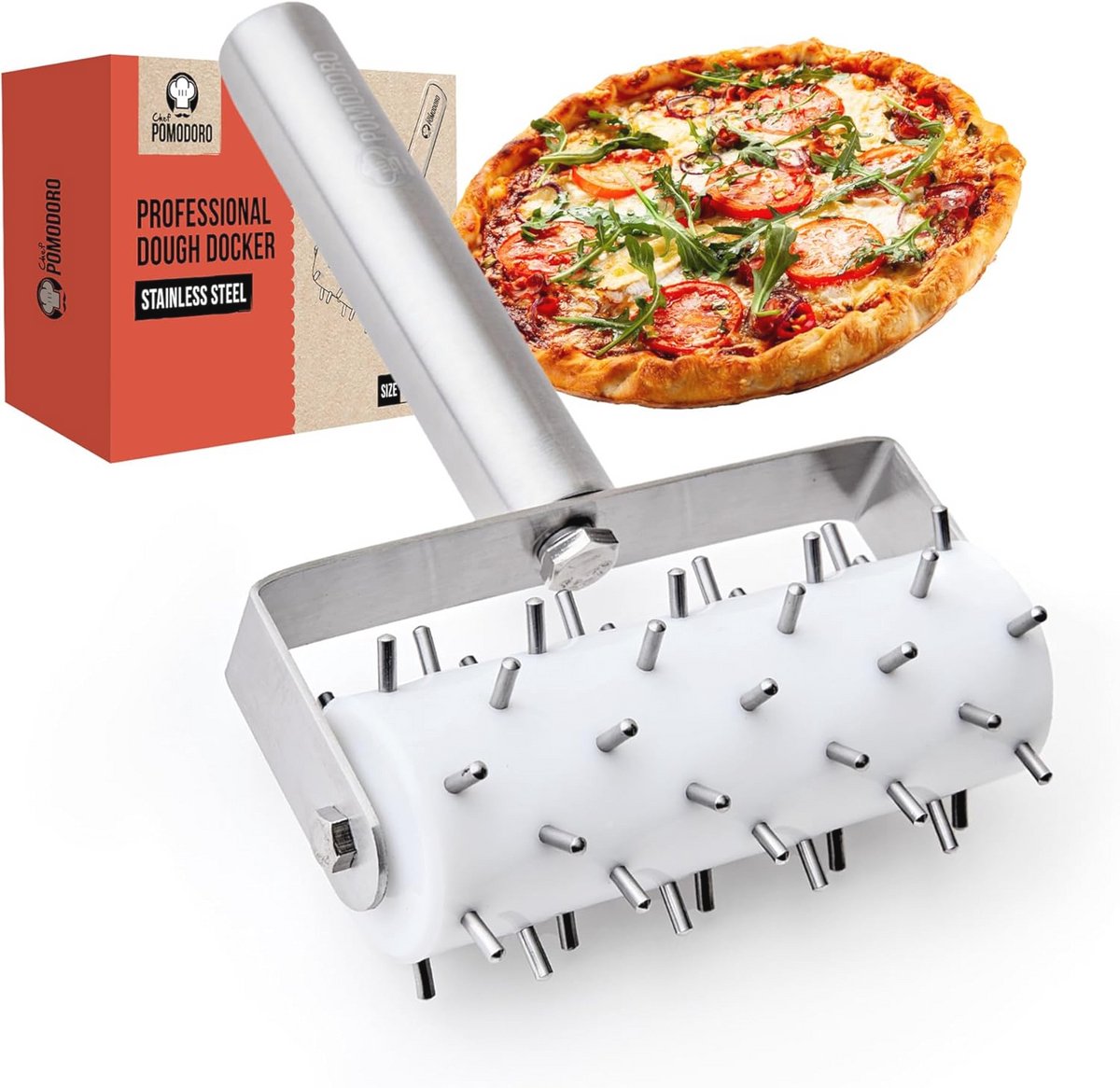 Roestvrijstalen Pizzadeeg Roller en Docker - Essentieel Keukengereedschap voor Perfecte Bakresultaten