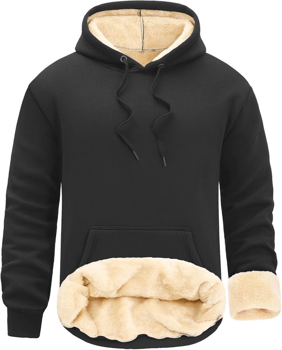 Heren Fleece Hoodie met Kap - Warme Sweatshirt met Lange Mouwen en Kangoeroezak