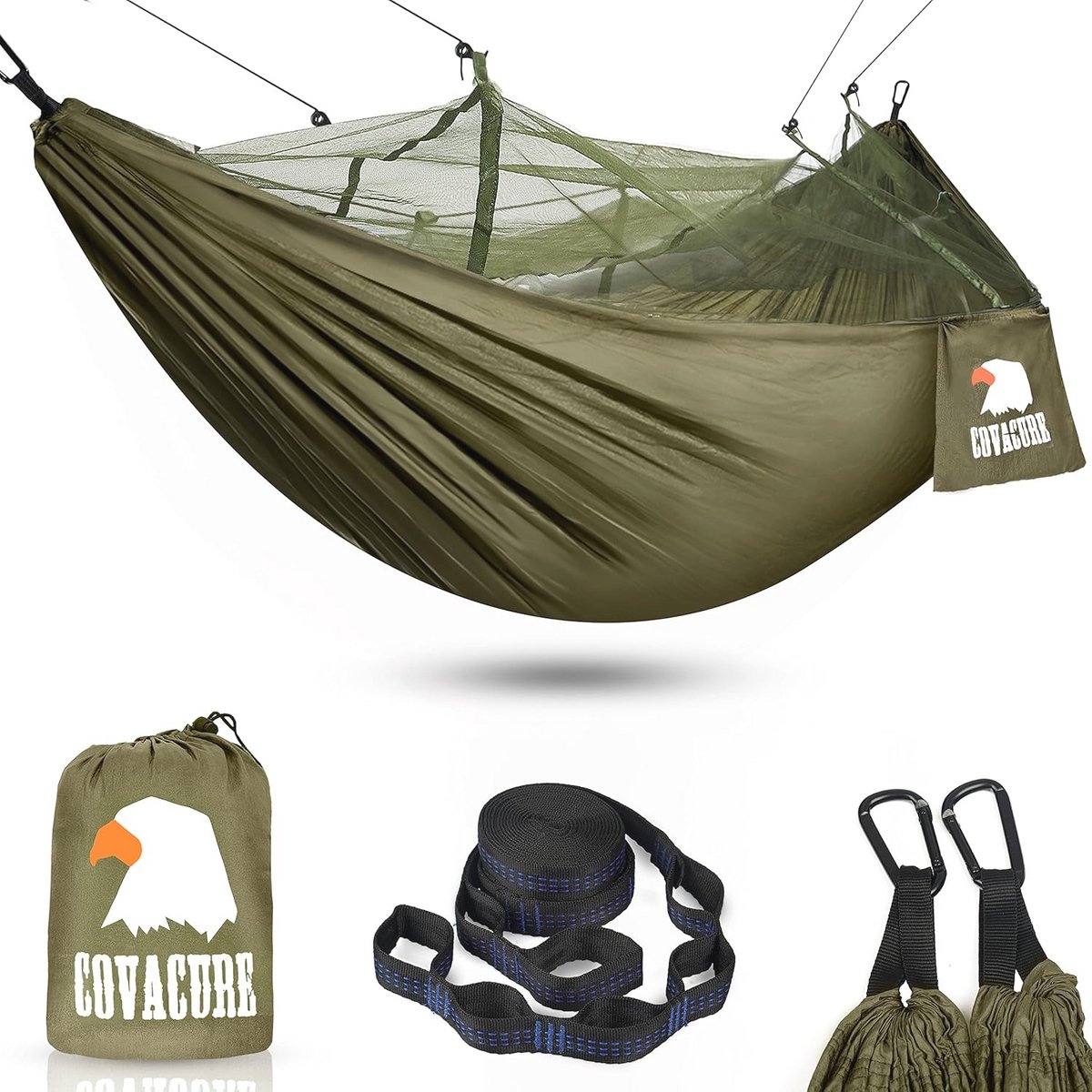 Buitenhangmat met Klamboe - Ultralicht en Ademend Parachute Nylon voor Camping en Trekking