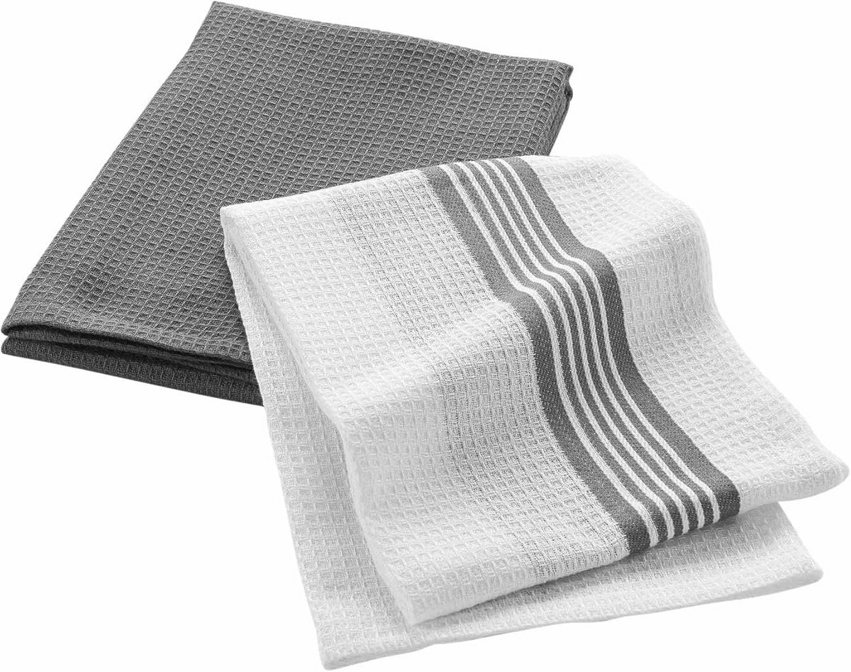 Theedoeken Set van 2 - 50 x 70 cm - Katoenen Keukenlinnen met Honingraat Design