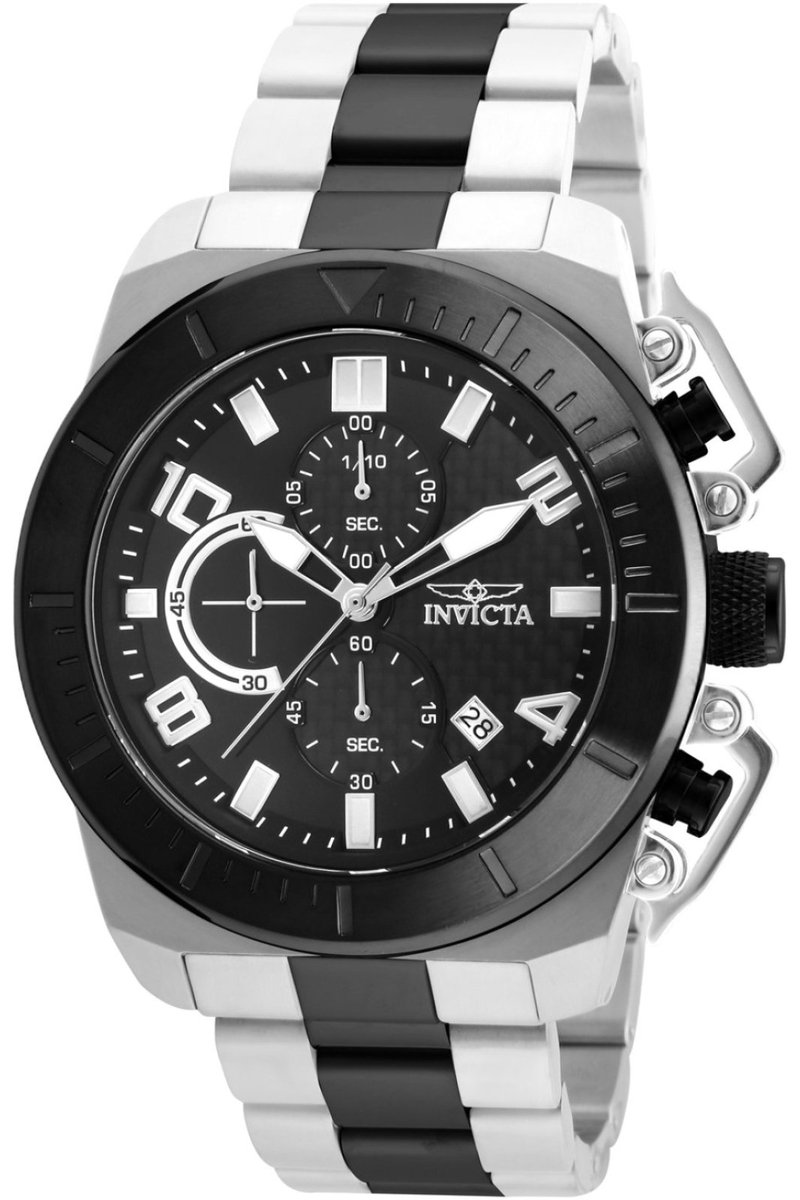 Invicta Pro Diver 23408 Heren Horloge - Waterdicht - Analoog - Quartz Uurwerk - Roestvrij Staal met zwarte Wijzerplaat - 48mm