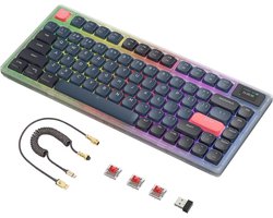 Mechanisch Toetsenbord met Slim Scherm - Ultra Dun Draadloos 75% Toetsenbord, Ondersteunt Bluetooth 5.1 en 2.4G