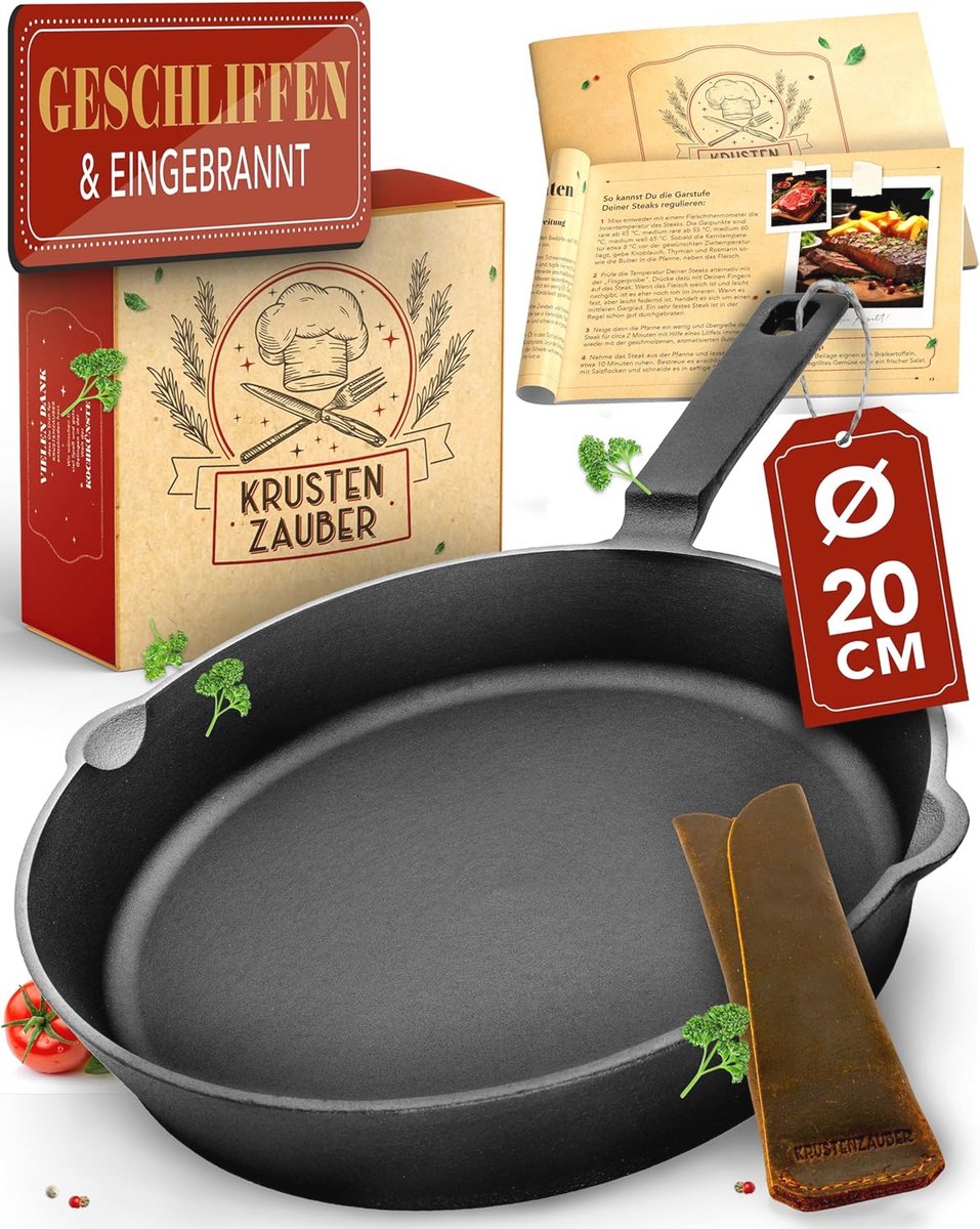 Grillpan Gietijzer 20 cm - Perfect voor Gezond Grillen en Bakken