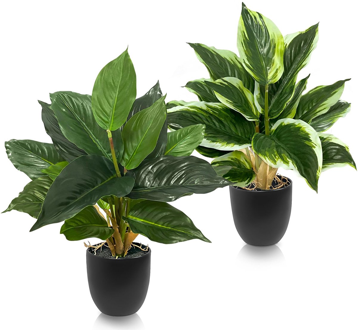 Unyqoos Set van twee levensechte kunstplanten in pot voor huis en kantoor Groen