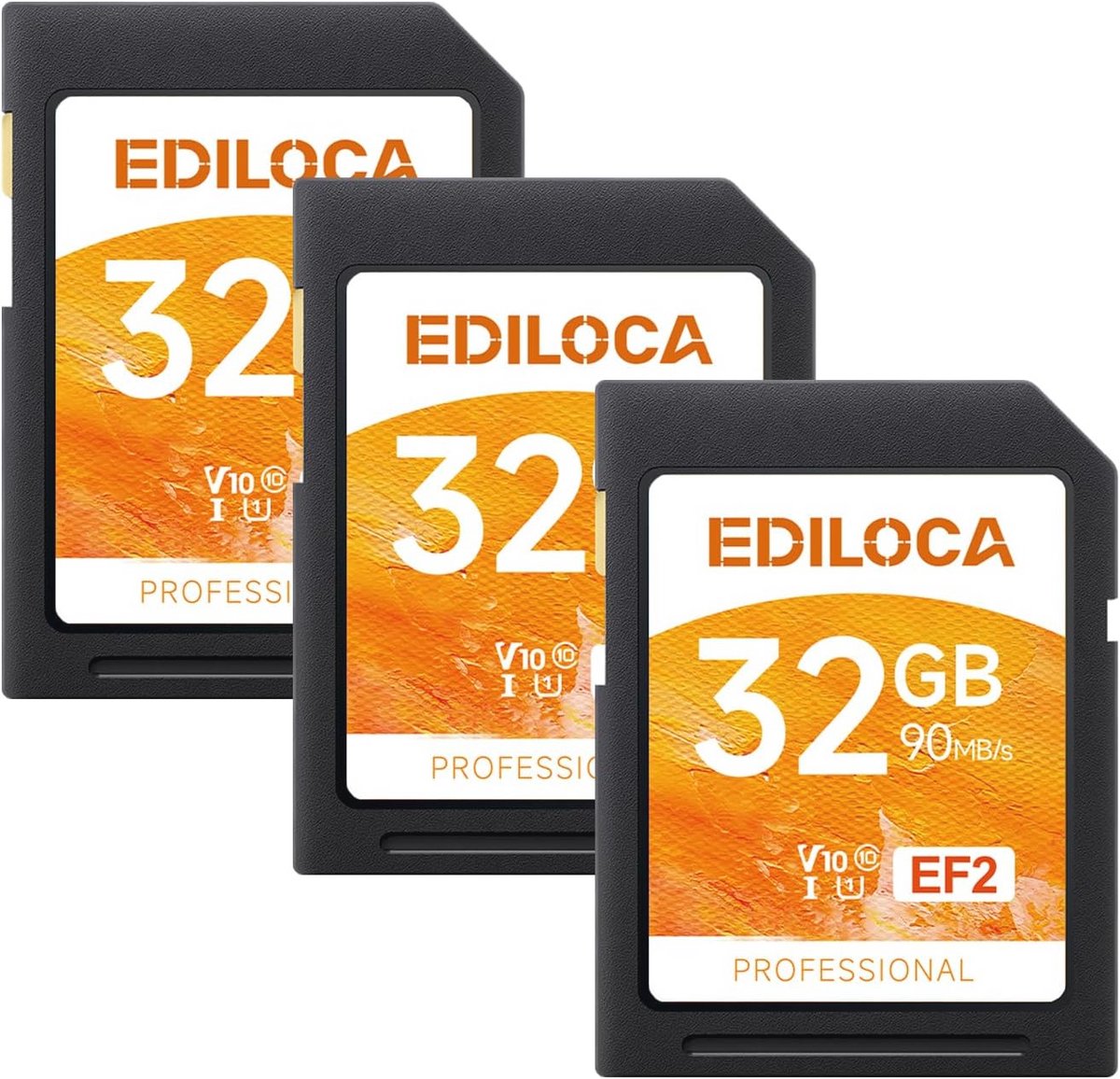 32 GB SD-kaart set van 3 met hoge snelheid voor Full-HD en 4K video