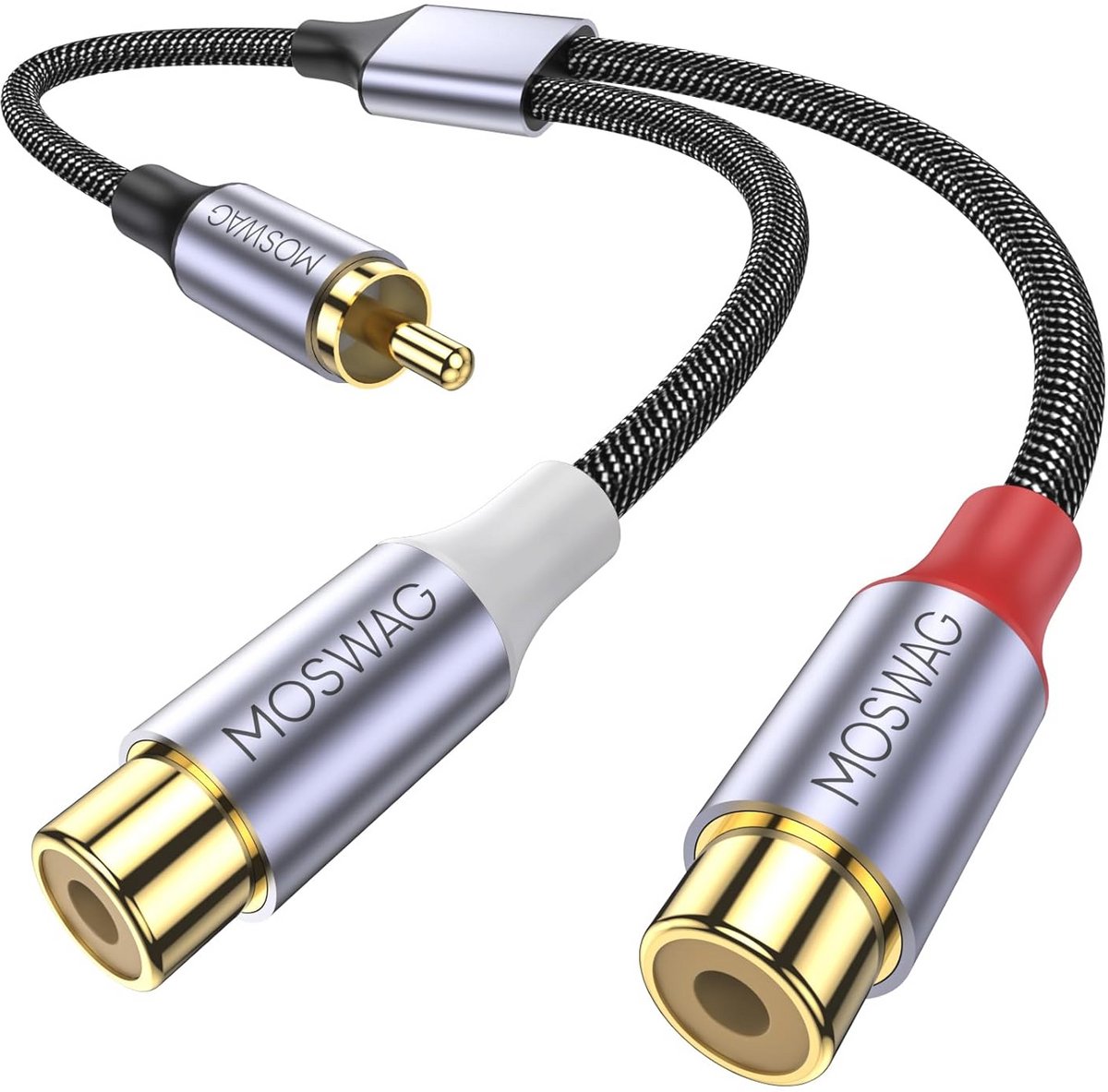 RCA Splitter Y Kabel 1 Mannelijk naar 2 Vrouwelijke Audiokabel 0.65ft