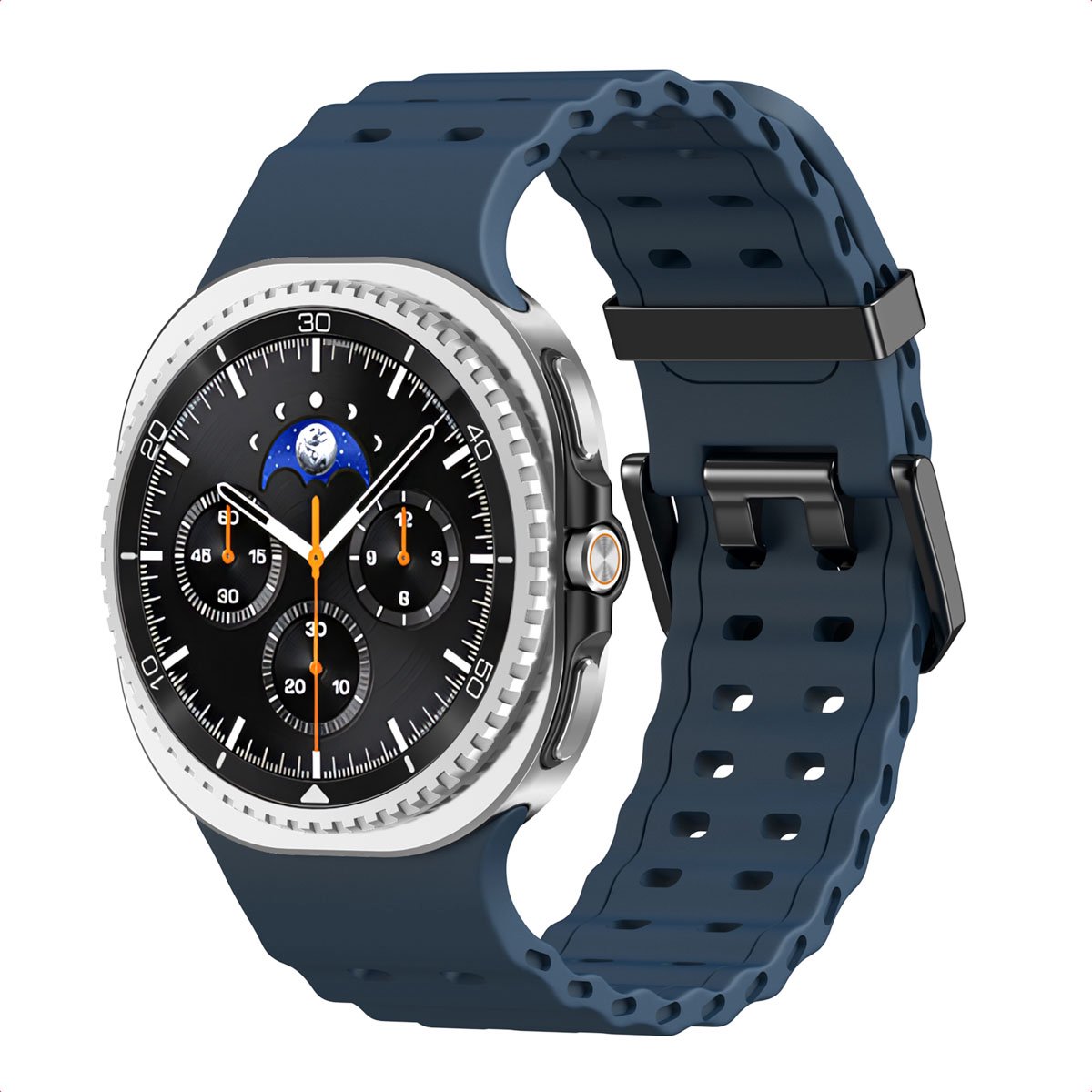 Siliconenband - Geschikt voor Samsung Galaxy Watch 8 (40/44mm) / Classic (46mm) - Donkerblauw