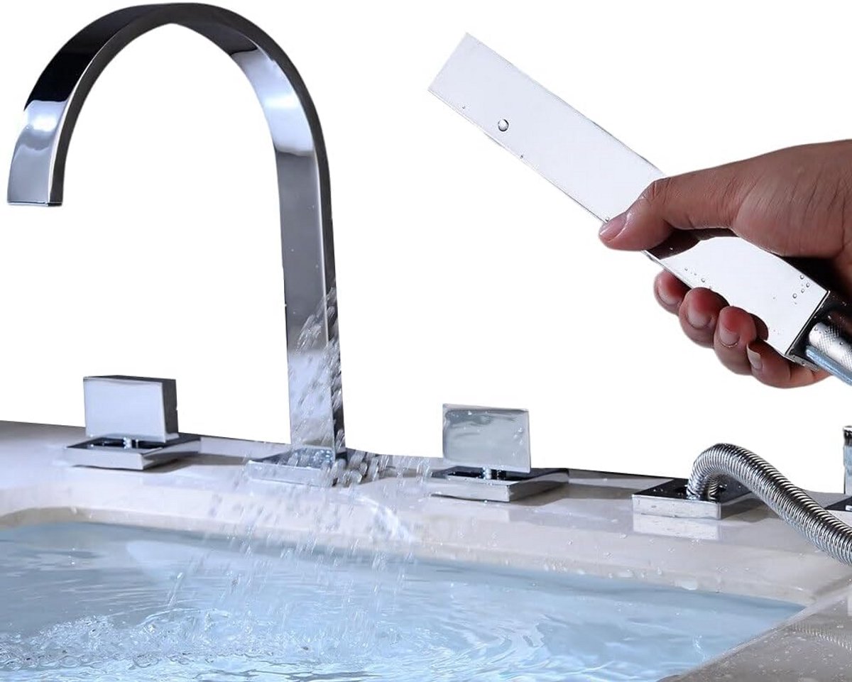 Luxe Regendouche Set met Badkraan en Handdouche, 5 Gats Chromen Afwerking