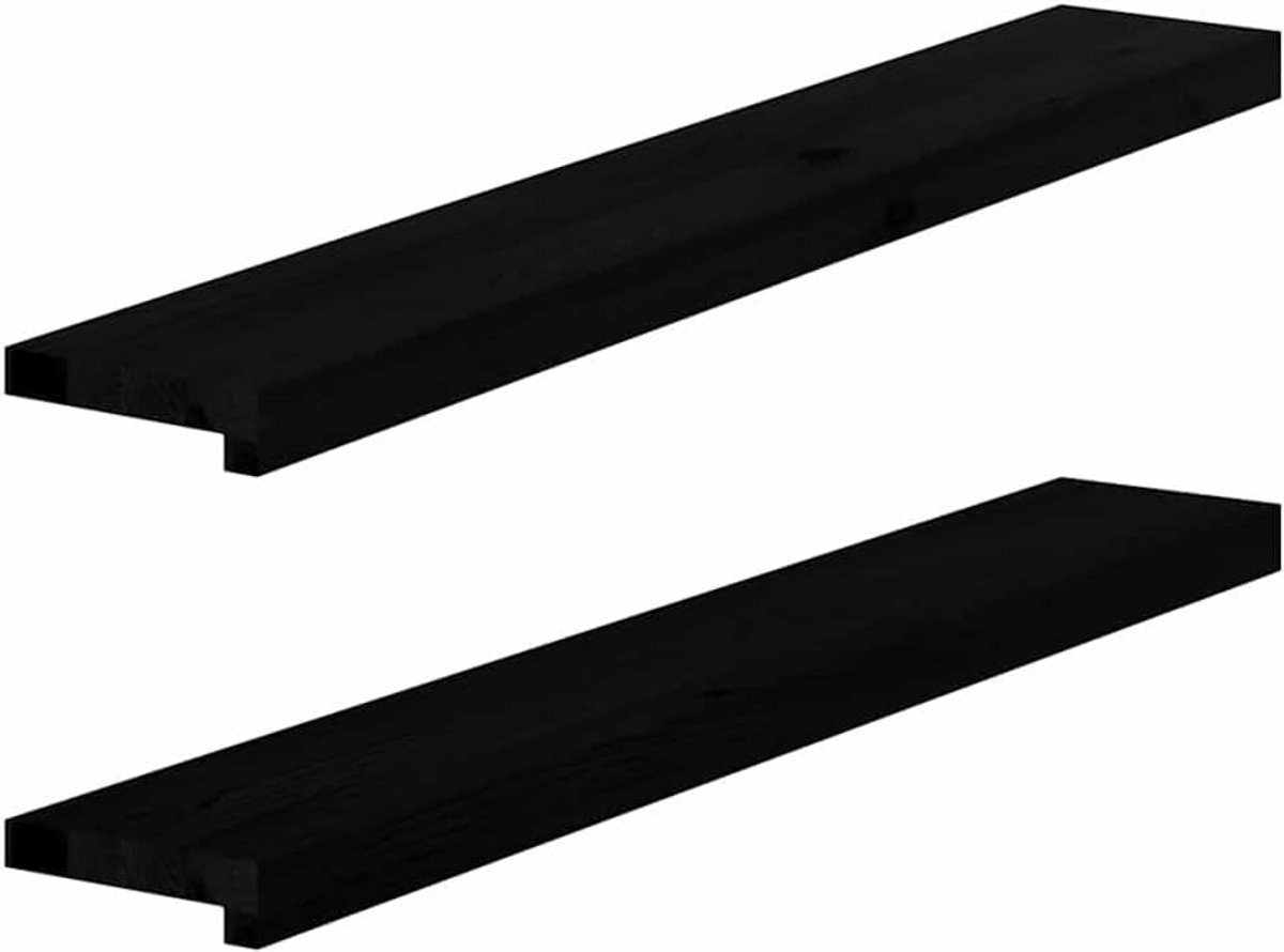 Vensterbank massief eikenhout donkerbruin 100x15x2 cm - 2 stuks - interieur vensterbank - trapneus - raambank