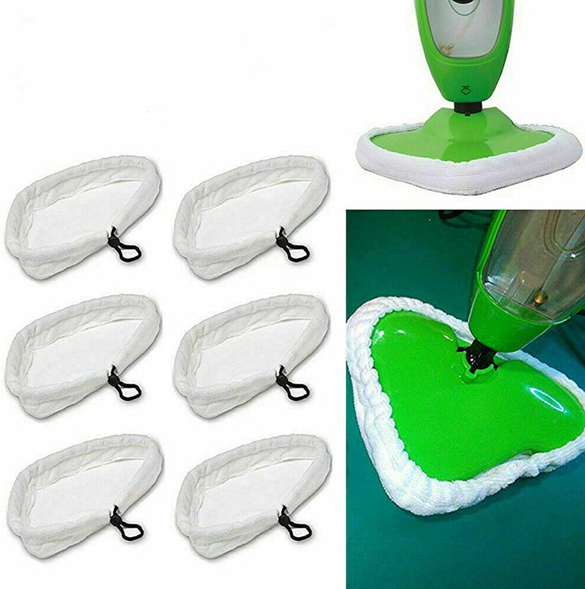 6x Wasbare Microvezel Stoomdweilpads - Herbruikbare Dweilmop Vloerreiniger