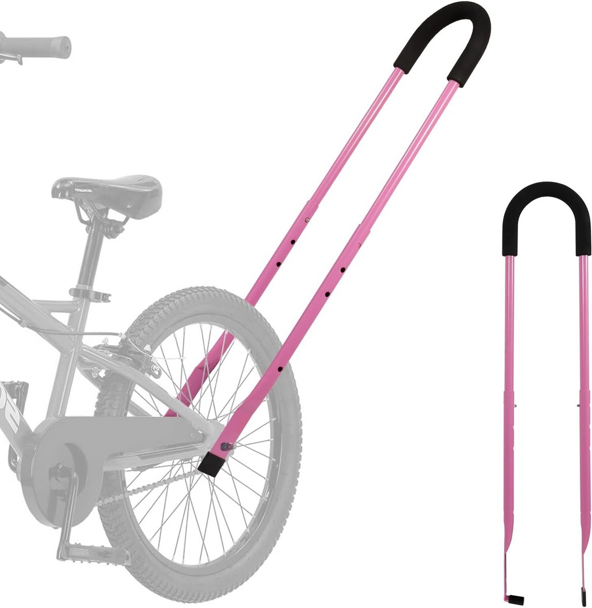 Kinderen Fiets Veiligheidshandvat met Balans Duwstang - Roze Extra Steun