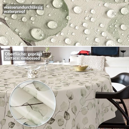 Smiry Tafelkleed met linnenlook, afwasbaar, lotuseffect, rechthoekig, 140 x 240 cm, tafelzeil, waterafstotend, tafellinnen, vlekbescherming, donkergrijs