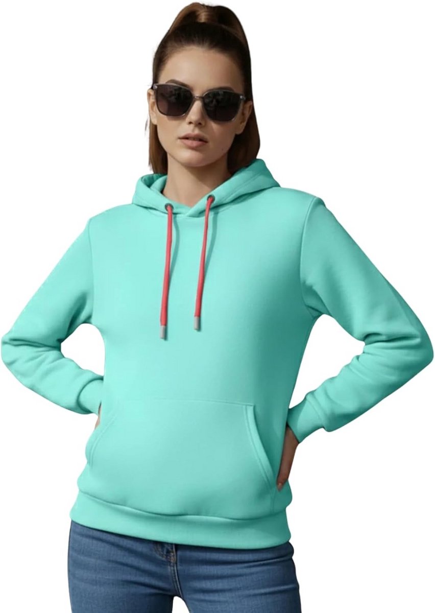Dames Sweatshirt Katoen Fleece Effen Regular Fit Trui Lange Mouwen