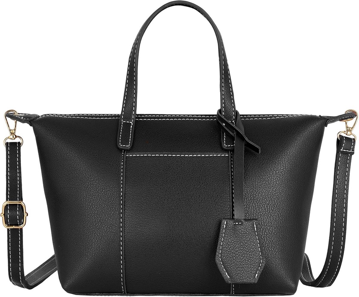 Kleine Zwarte Dames Handtas - Elegante PU Leer Schoudertas / Crossbodytas