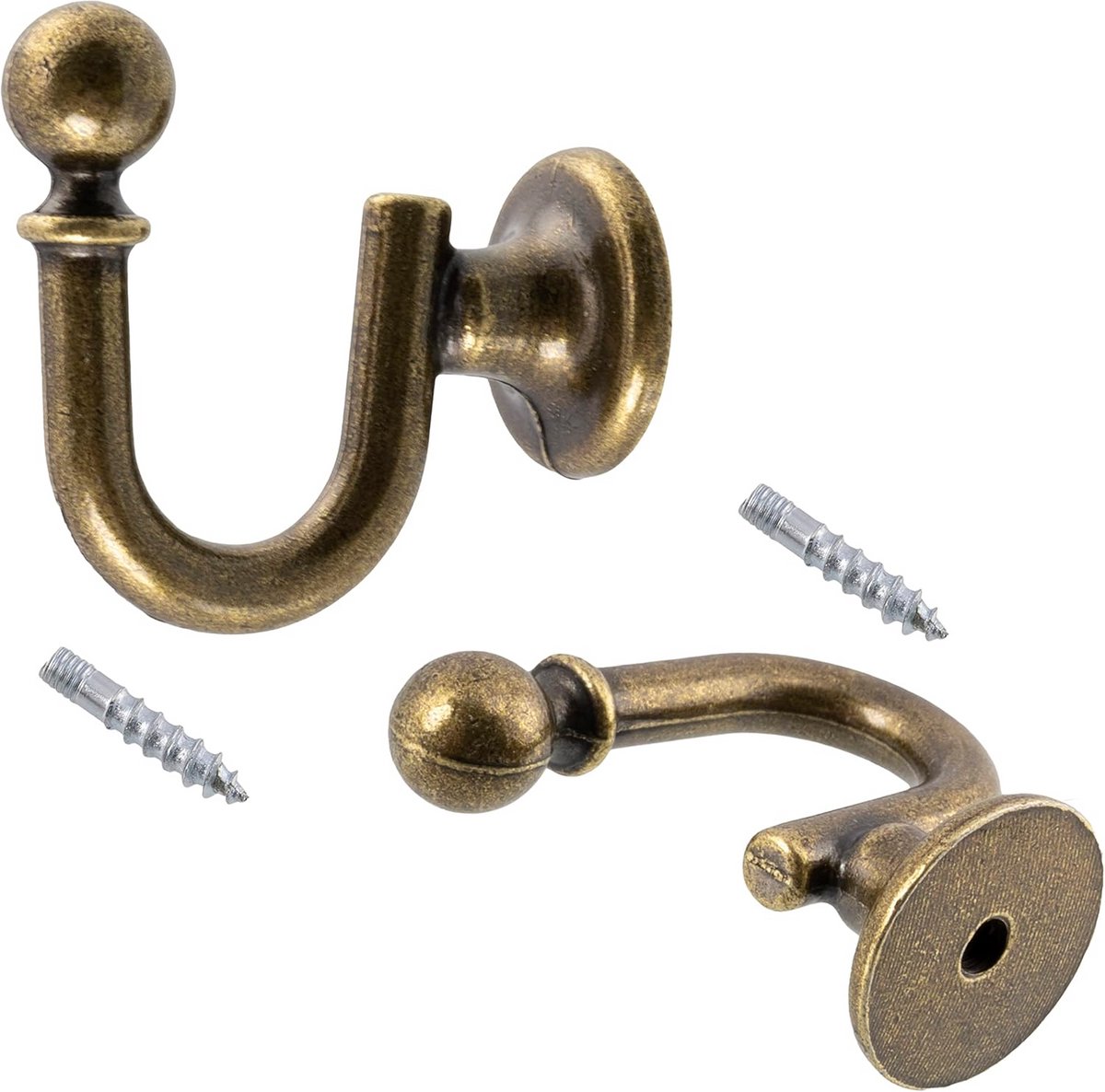 Set van 2 Wandhaken 33mm in Oud Goud - Robuuste Metalen Hangers voor Badkamer, Kapstok en