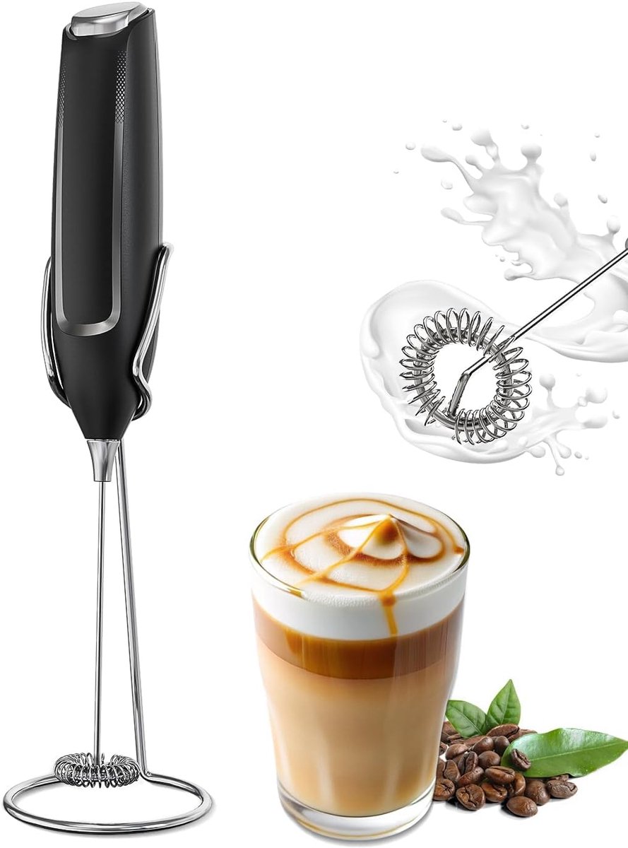 Melkopschuimer - Melkopschuimer Handmatig - Melkopschuimer Elektrisch - Elektrische Schuimmaker Op Batterijen - Koffie Mini Mixer - Voor Koffie, Latte, Matcha En Warme Chocolademelk