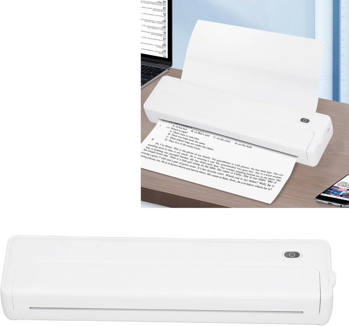 Draagbare Draadloze Thermische Printer voor A4 Documenten - Mobiel en Compact