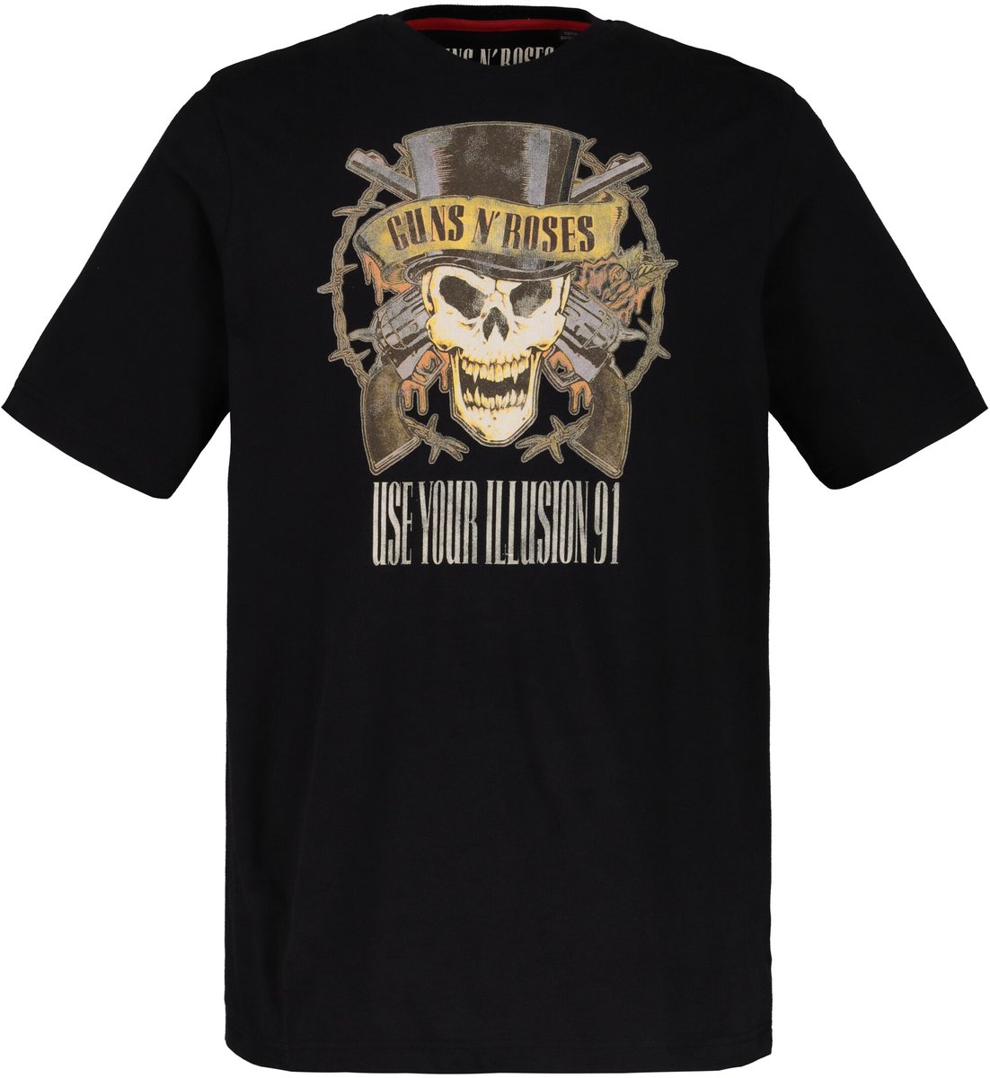 JP 1880 - Heren - T-shirt bandshirt Guns 'n Roses korte mouwen - Zwart - Maat 7XL
