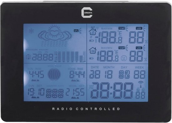 Digitale Weerstation met Barometer, Binnen- en BuitenTijd & Weersvoorspelling