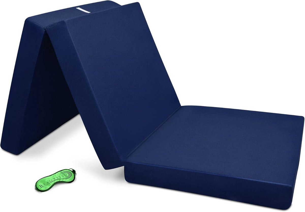 Opvouwbare Gastenmatras 80x195 cm - Reisbed, Campingmatras, Zitkussen - Donkerblauw