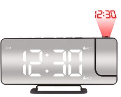 Luxime® - Digitale Wekker Met Projectie - Slaapkamer - Projectieklok Plafond - Projectiewekker - Zwart