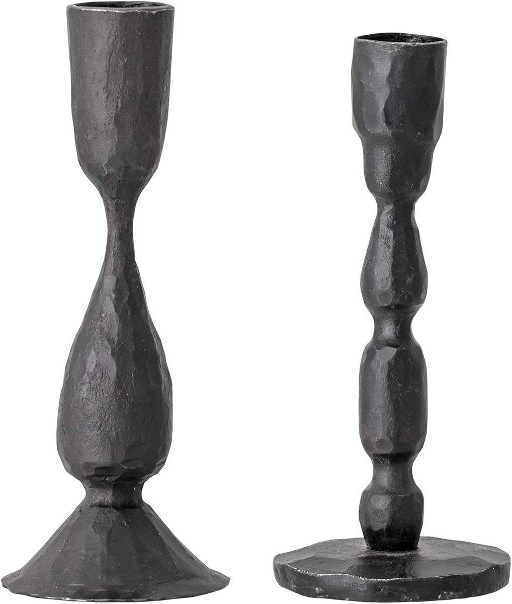 Set van 2 metalen kandelaars zwart