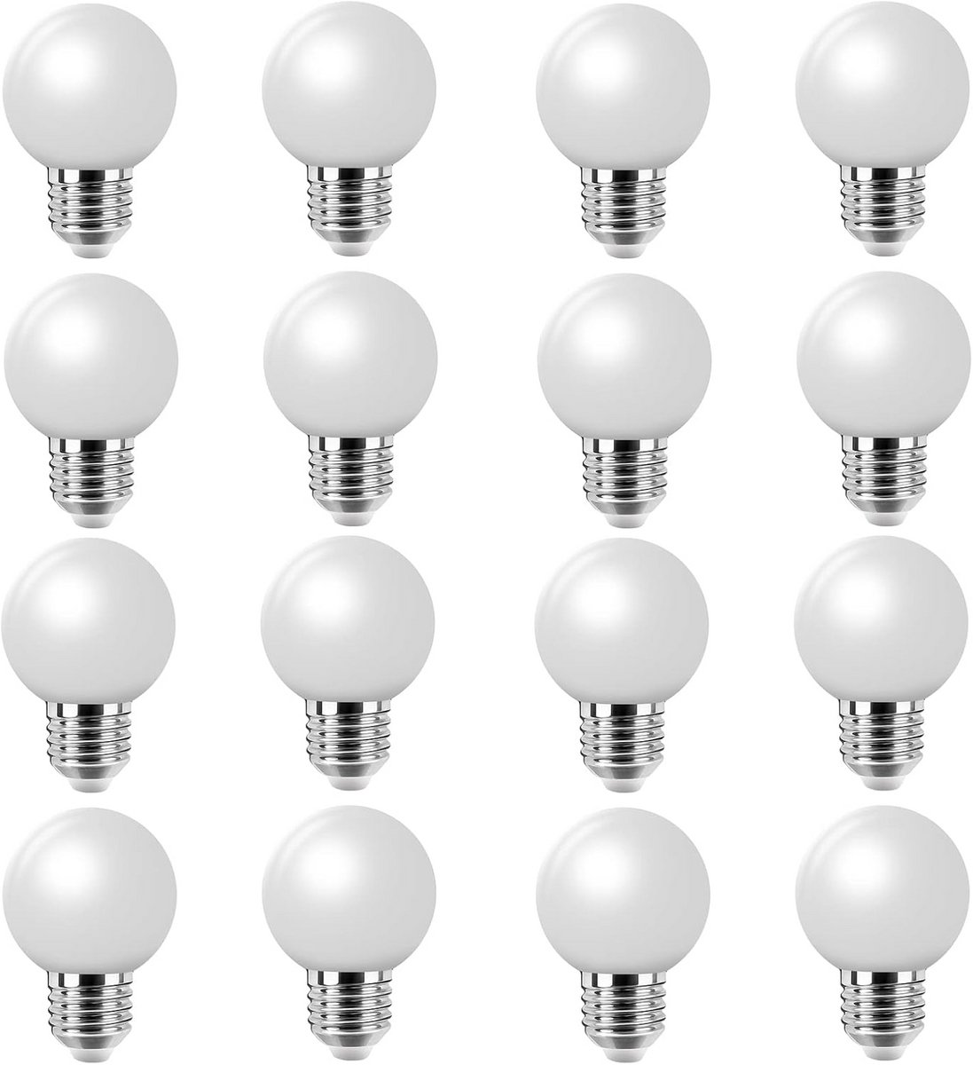 Set van 16 E27 LED Gloeilampen 2W Warm Wit 3000K Miniatuur Decoratieve Verlichting