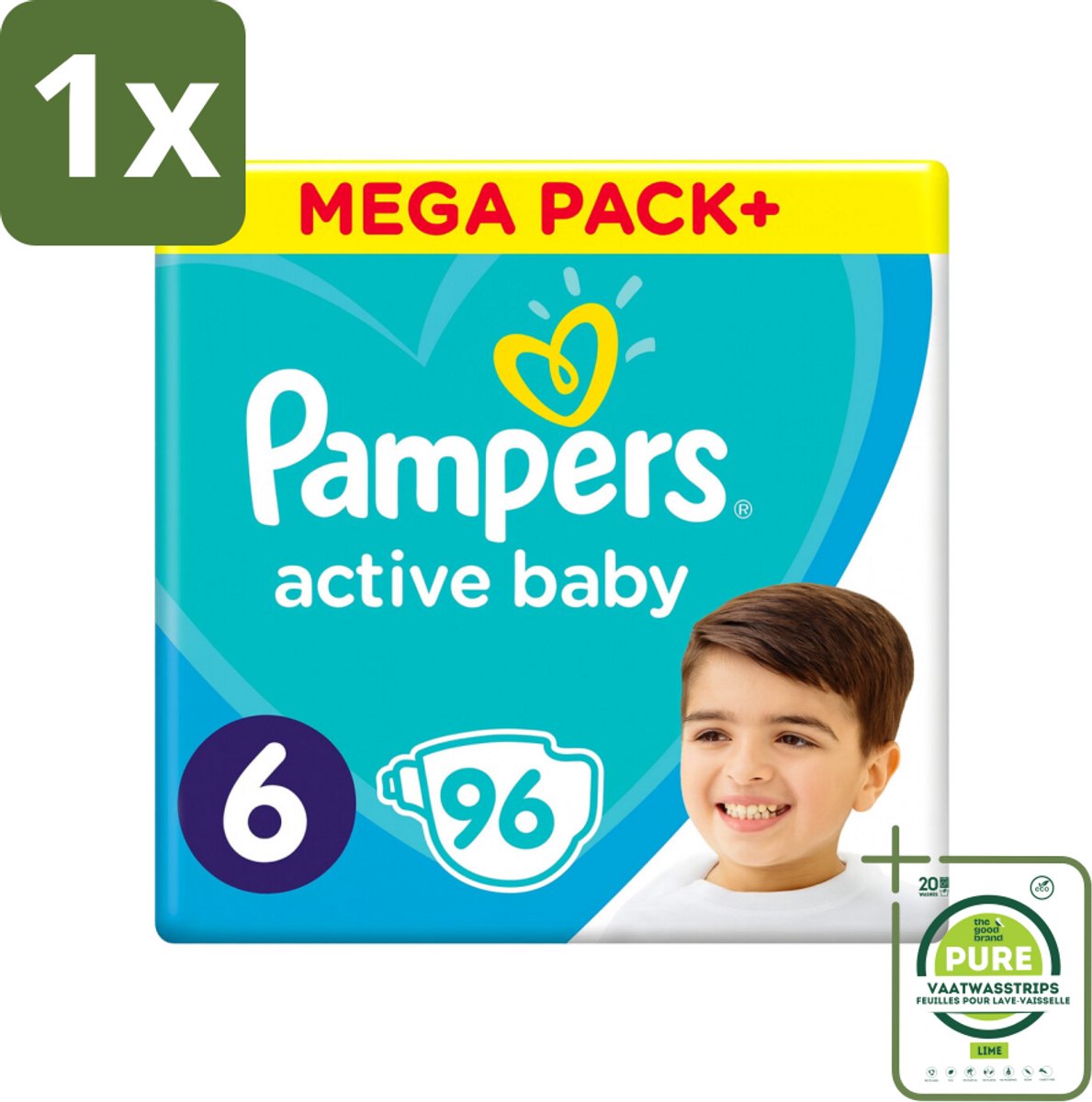 1 x Pampers - Active Baby - Luiers - Maat 6 (13-18 kg) - Extra Groot - 96 Luiers - Pampers Luiers - Baby Luiers - Luiers Maat 6 - Luiers Voor Actieve Baby's - Luiers Voor Peuters