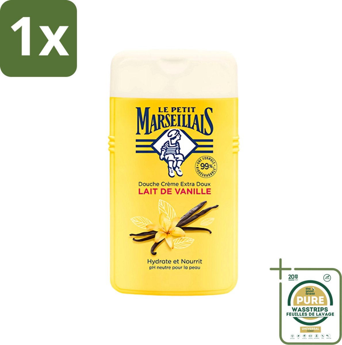 1 x Le Petit Marseillais - Douchecrème - Vanillemelk - Hydraterend - 250ml- Douchecrème Vanillemelk - Hydraterende Douchecrème - Vanillemelk Douchecrème - Douchecrème Voor Huid - Huidverzorging