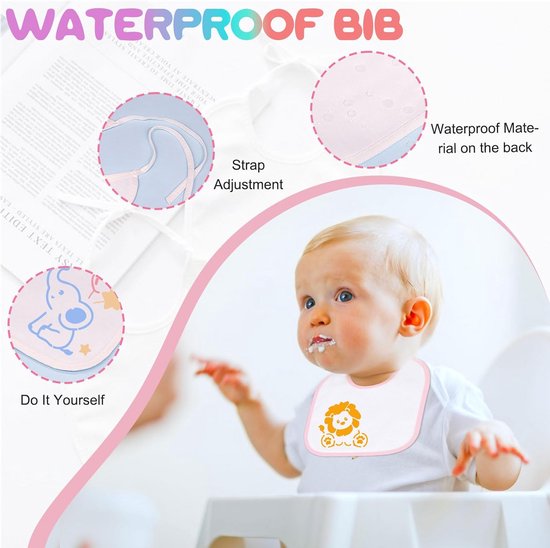 Set van 8 Baby Accessoires: Rompertjes en Slabbetjes om Zelf te Versieren — afbeelding 3