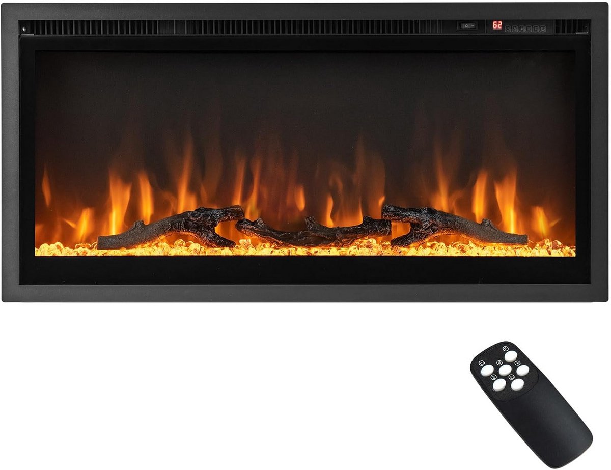 Grote Elektrische Open Haard 91 cm met Afstandsbediening en Warmtefunctie