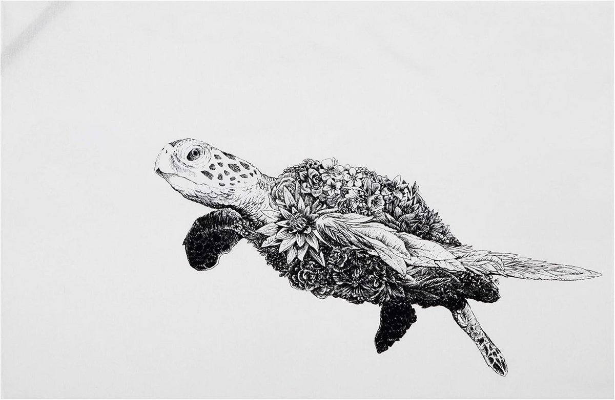 Katoenen Theedoek Zeeschildpad Design - Extra Absorberend Keukentextiel 50x70 cm