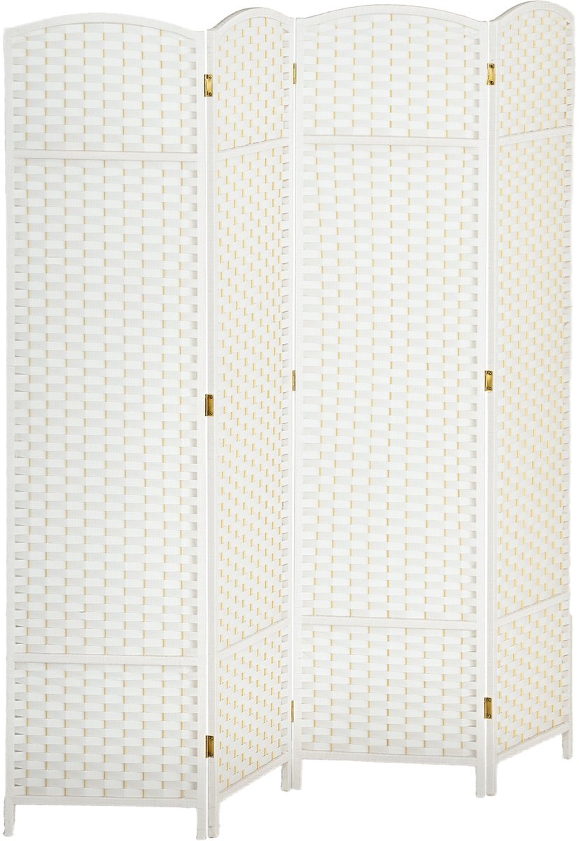 HOMCOM Kamerscherm - Grenenhout - 160x1,6x170cm - Wit