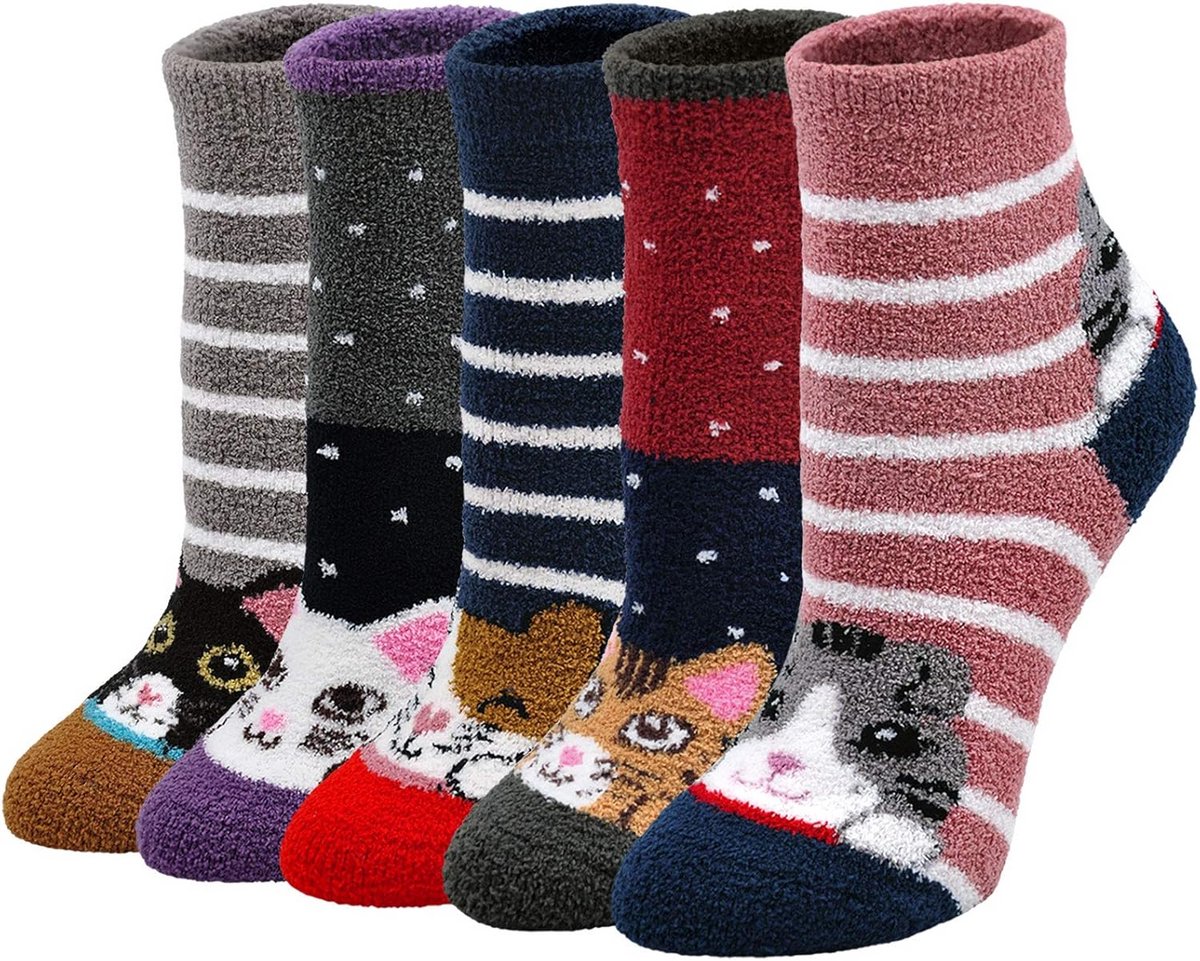 5 Paar Lieve Dames Sokken Warm en Pluizig - Wintersokken Kerst Cadeau Maat 36-41