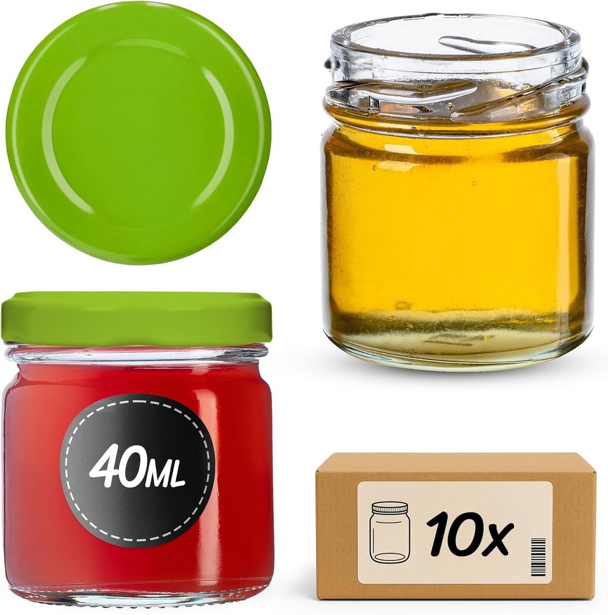 Mini Weckpotjes 40 ml met Schroefdeksel - 10 Stuks Kruidenpotjes voor Bewaren en Proeven