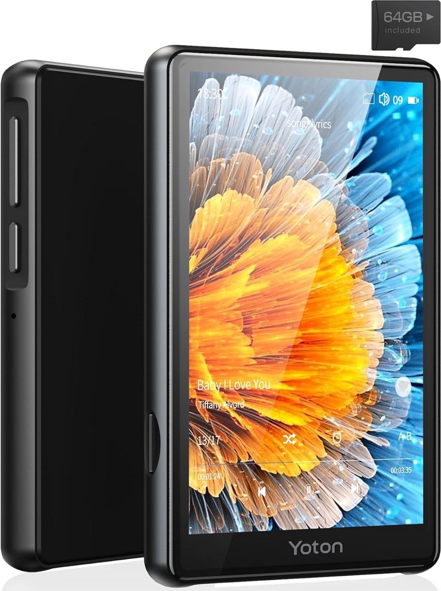 MP3 Speler met Full Touch Screen, Hi-Fi Audio en 64GB Opslag