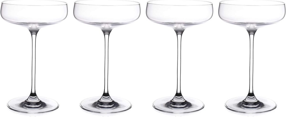 Set van 4 Kristallen Champagne Schotels - Klassiek Helder Coupe Cocktailglazen